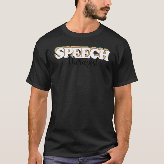 Camiseta Speech Therapist retro arco iris Pronunciación cor (Anverso)