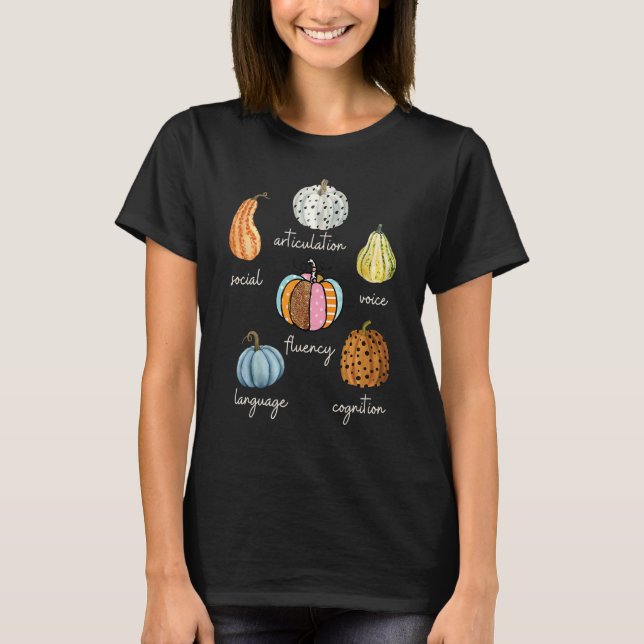 Camiseta Speech Therapy Pumpkin SLP Neurodiversity Fall Tea (Anverso)