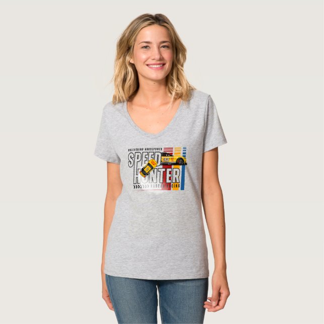 Camiseta Speed Hunter | Cuello en V para Mujeres (Anverso completo)