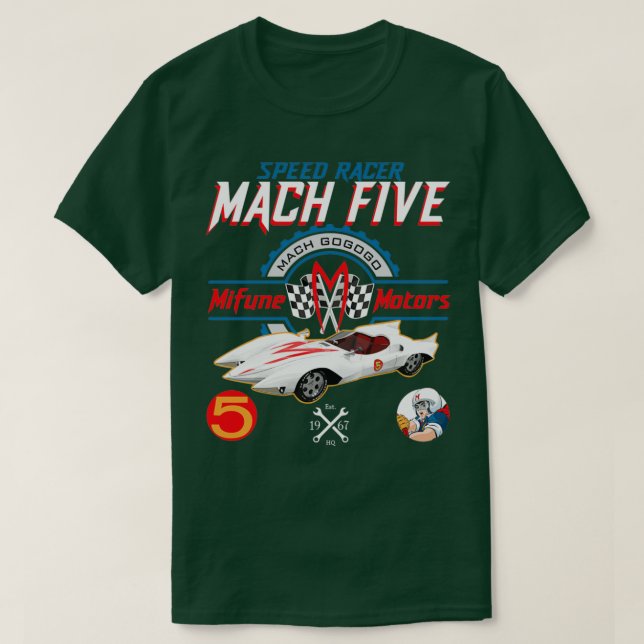 Camiseta Speed Racer Mach 5 Motores Mifune (Diseño del anverso)