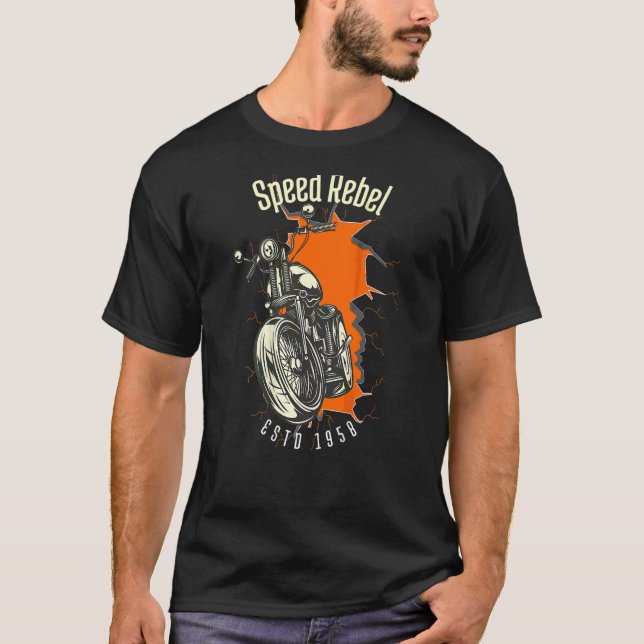 Camiseta Speed Rebel Estd 1958 Biker Y Chapter (Anverso)