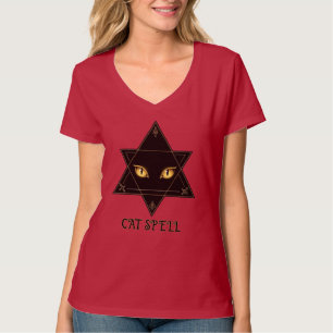 Camiseta Spell de Pentagram Halloween para gato negro