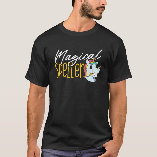 Camiseta Spelling Bee Champion Girls School Unicorn Spellin (Anverso)