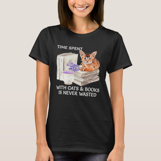 Camiseta Spend Time With Books And Orange Cat Nerd Kitten B (Anverso)