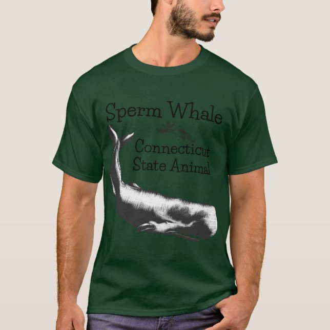 Camiseta Sperm Whale Connecticut State Animal Line Drawing  (Anverso)
