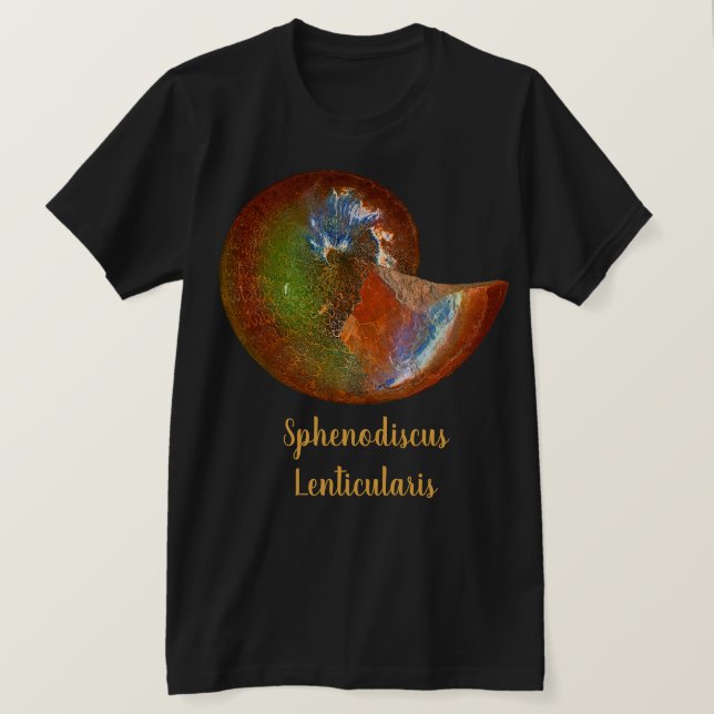 Camiseta Sphenodiscus optimizado de la concha amoniita (Anverso del diseño)