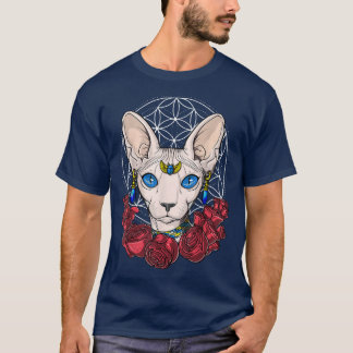 Camiseta Sphyn Cat Hairless Cat Geometría Sagrada Hembra Fl