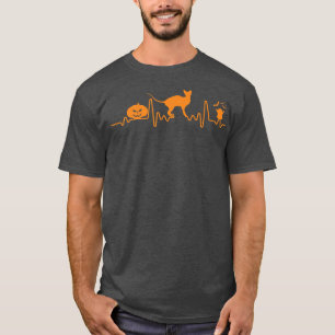 Camiseta Sphyn Cat Heartbeat Calabaza Funny Costato Hallowe