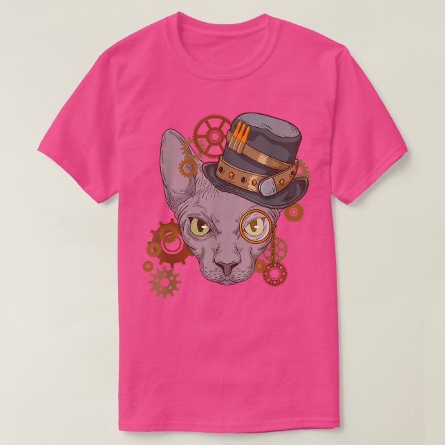Camiseta Sphyn Cat Steampunk Lover Cat Dueño de un gato Vic (Diseño del anverso)