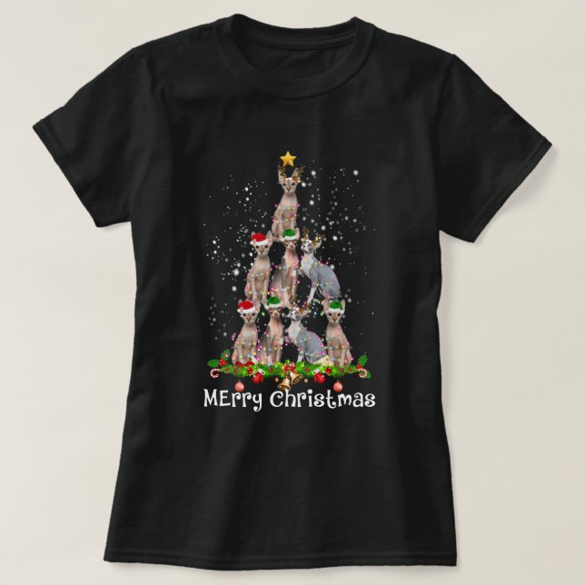 Camiseta Sphynx Cat Árbol navideño navidad navidad Gato Lov (Diseño del anverso)