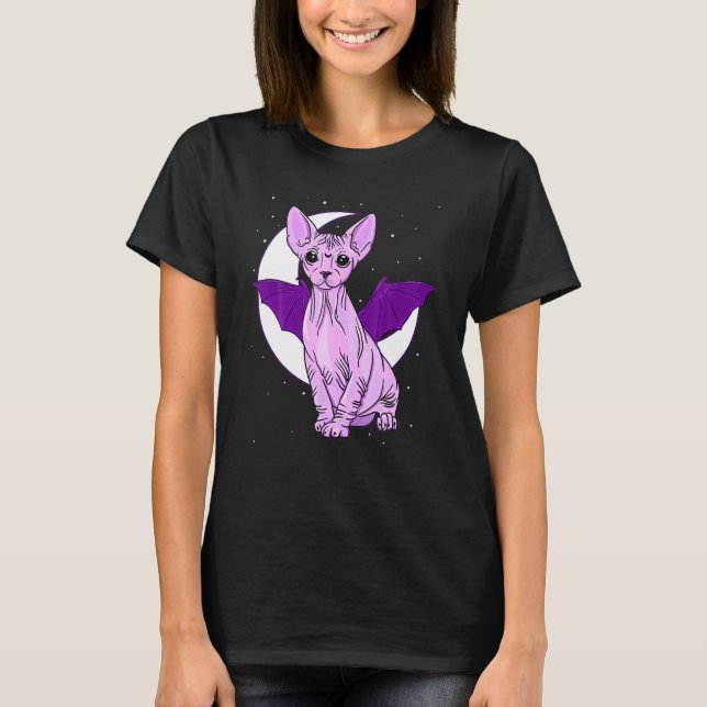 Camiseta Sphynx Cat Bat Cute Pastel Gótico Creepy Tic Gótic (Anverso)