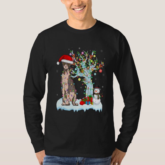 Camiseta Sphynx Cat Christmas Light Santas Hat Snowman Matc (Anverso)