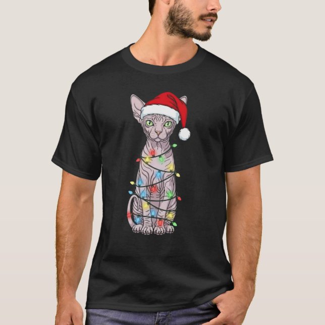 Camiseta Sphynx Cat Christmas Santa Lover (Anverso)