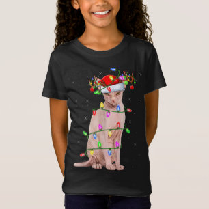 Camiseta Sphynx Cat Lover Xmas Iluminación Santa Sphynx Cat