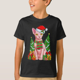 Camiseta Sphynx Cat & Santa Hat Feliz Navidad Pajamas