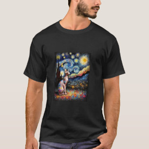 Camiseta Sphynx Cat Van Gogh Starry Night Pintura Larga Sle