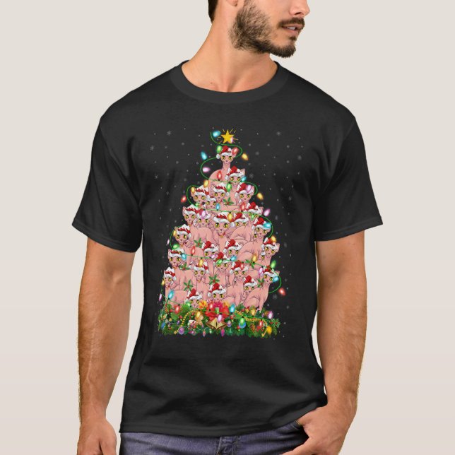 Camiseta Sphynx Cat   Xmas Lights Santa Sphynx Cat Christma (Anverso)