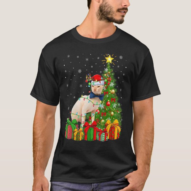 Camiseta Sphynx Cat   Xmas Lights Santa Sphynx Cat Christma (Anverso)