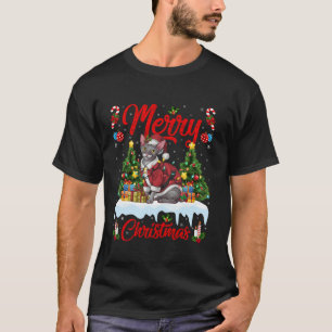 Camiseta Sphynx Cat Xmas Tree Lighing Santa Sphynx Cat Chr