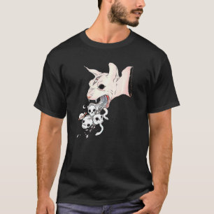 Camiseta Sphynx Cat Y Skulls Gótico Bruja Arte Estético