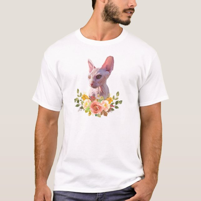Camiseta Sphynx con las flores (Anverso)