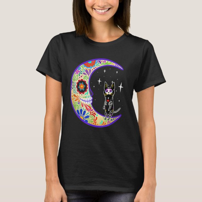Camiseta Sphynx Dia de Los Muertos Skeleton Sugar Skull (Anverso)