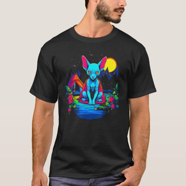 Camiseta Sphynx Hairless Cat Camping (Anverso)