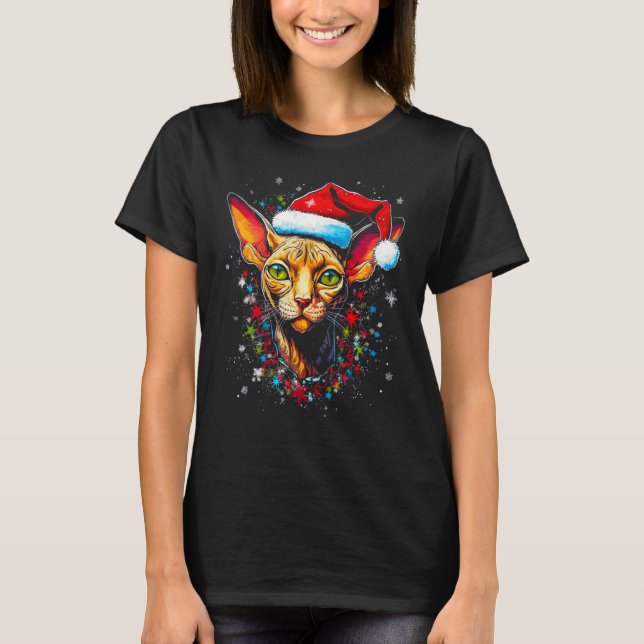 Camiseta Sphynx Hairless Cat Christmas (Anverso)