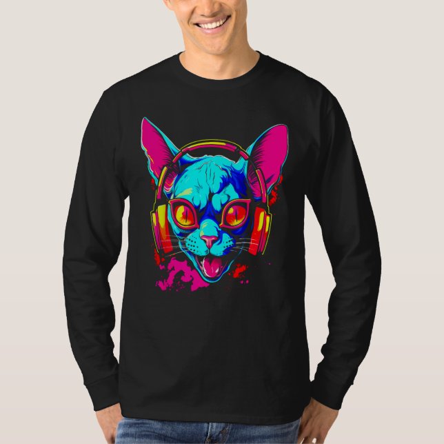 Camiseta Sphynx Hairless Cat DJ (Anverso)