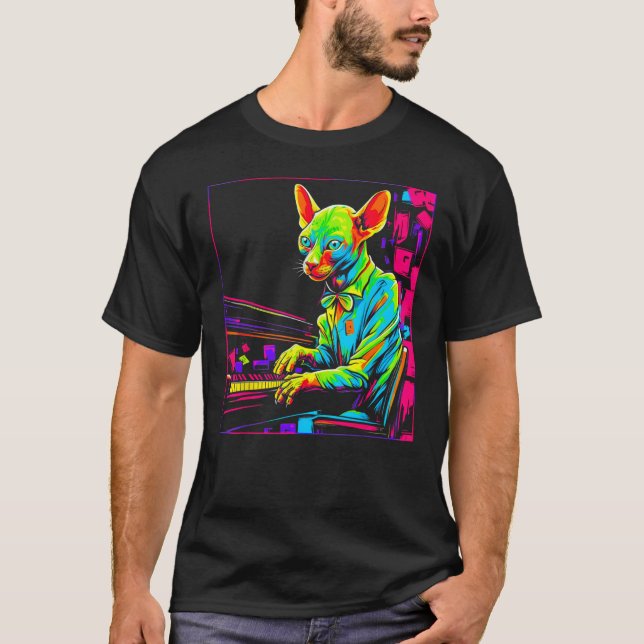 Camiseta Sphynx Hairless Cat Piano (Anverso)