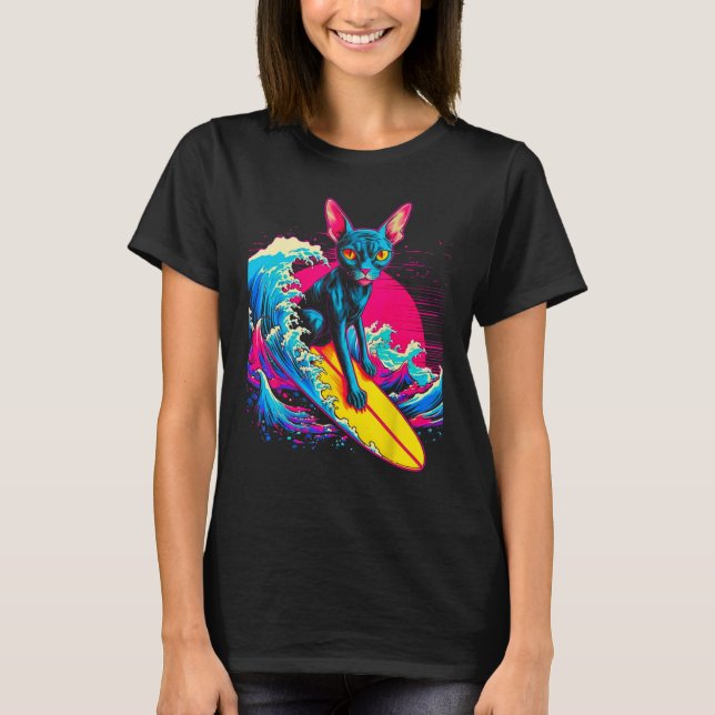 Camiseta Sphynx Hairless Cat Surfing (Anverso)