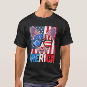 Camiseta Sphynx Merica 4 De Julio Cat Estadounidense Meowic