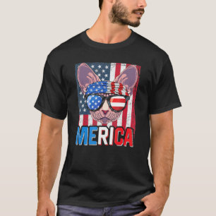 Camiseta Sphynx Merica 4 De Julio Cat Estadounidense Meowic