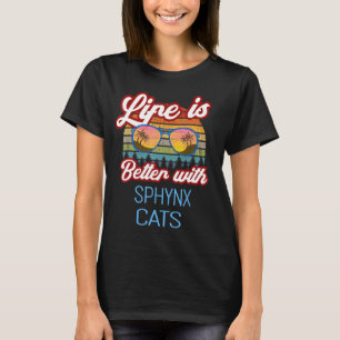Camiseta Sphynx Retro Sunset Life Es Mejor Con Gato Sfinx
