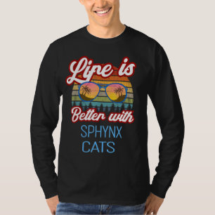 Camiseta Sphynx Retro Sunset Life Es Mejor Con Gato Sfinx
