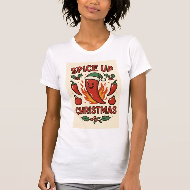 Camiseta Spice Up Christmas – Hot Pepper Holiday Cheer (Anverso)