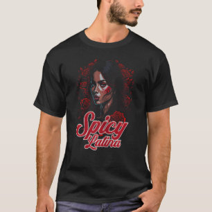 Camiseta Spicy Latina Funny Hermoso Chica Latino Con Rosa