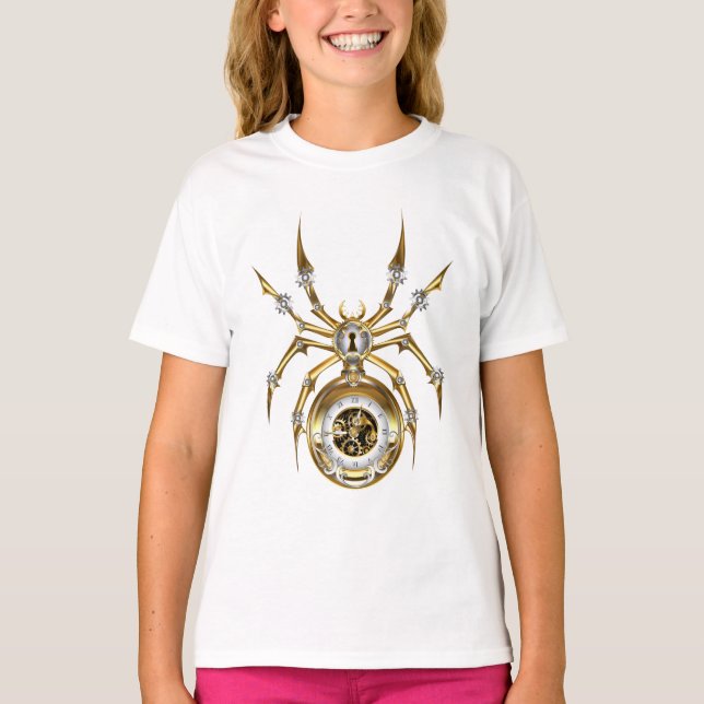 Camiseta Spider Steampunk sobre fondo morado (Anverso)