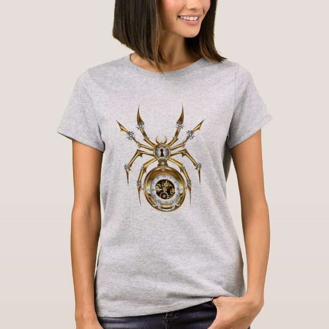 Camiseta Spider Steampunk sobre fondo morado (Anverso)