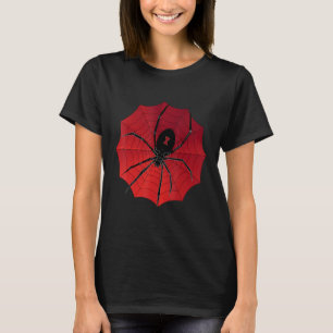 Camiseta Spider Web Halloween Red Back Viuda