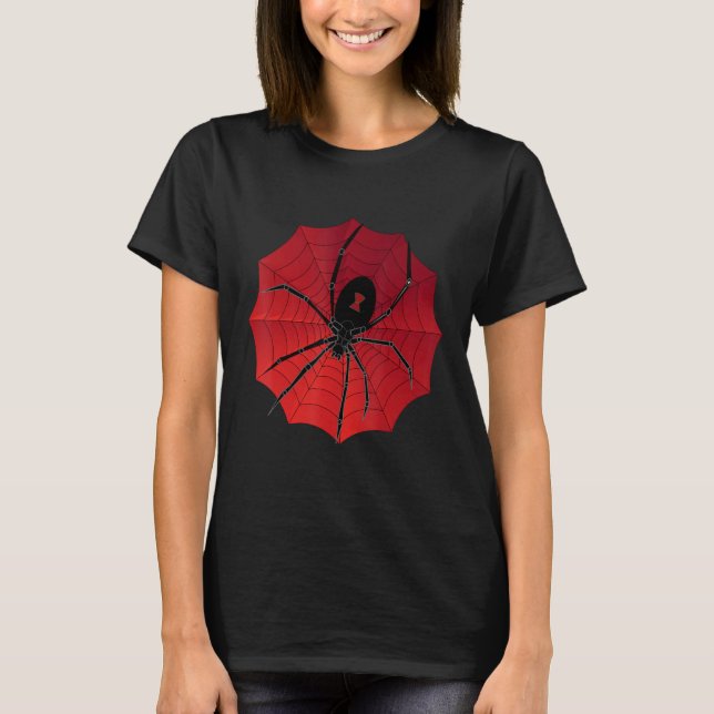 Camiseta Spider Web Halloween Red Back Viuda (Anverso)