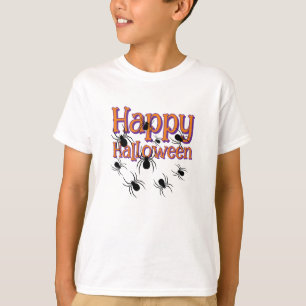 Camiseta Spiders Happy Halloween Black and Naranja