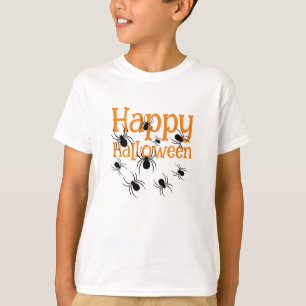 Camiseta Spiders Happy Halloween Black and Naranja