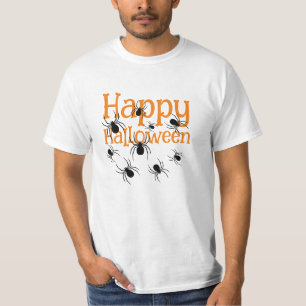 Camiseta Spiders Happy Halloween Black and Naranja