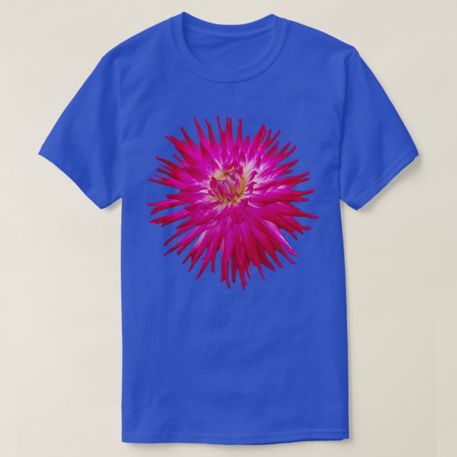 Camiseta Spike Petals Dahlia Pink Floral Photo Cutout (Diseño del anverso)