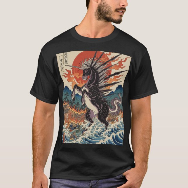 Camiseta Spiked Sky Horse in Fiery Seas (Anverso)