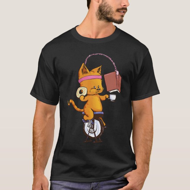 Camiseta Spin class cats book coffee (Anverso)