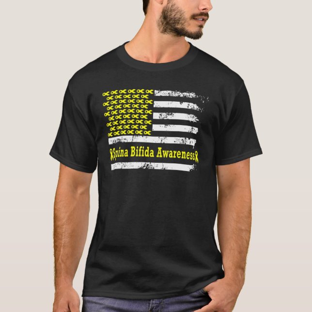 Camiseta Spina Bifida Awareness USA Flag American Yellow Su (Anverso)