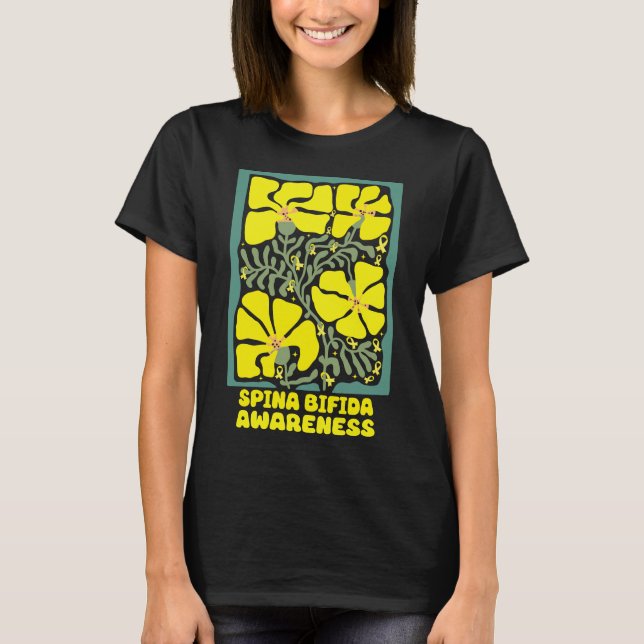 Camiseta Spina Bifida Conciencia Boho Flor Amarilla (Anverso)