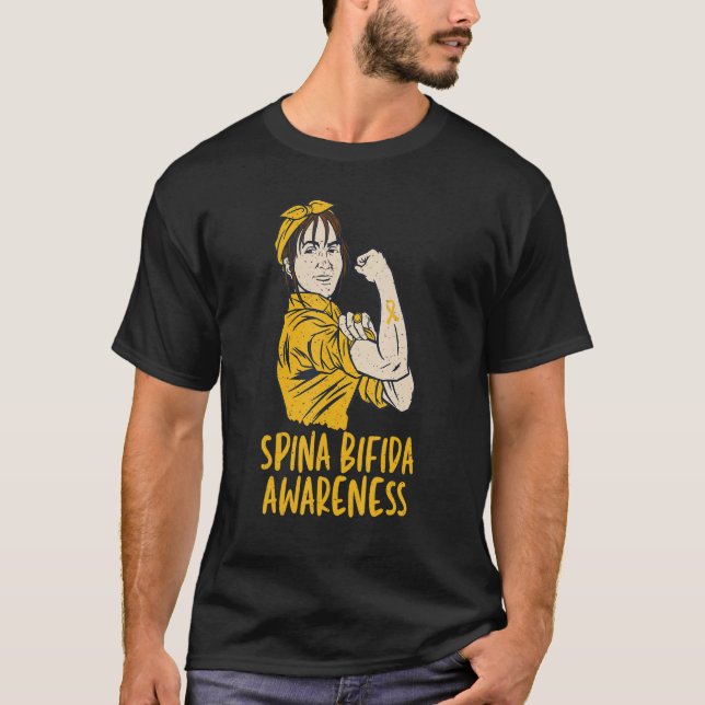 Camiseta Spina Bifida Split Spine Awarness with Yellow Ribb (Anverso)